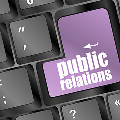 Image showing computer keyboard with public relations pr button