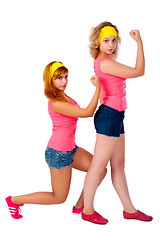 Image showing Duet of pretty girls dancing