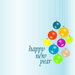 Image showing Happy new year blue elegant background with christmas balls