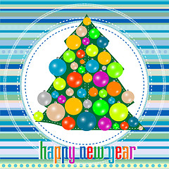 Image showing Christmas tree and decorations on winter background