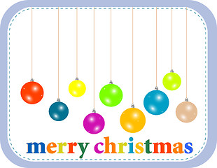 Image showing Christmas balls hanging with ribbons - holiday background