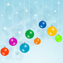 Image showing blue card with christmas balls