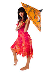 Image showing Attractive girl with umbrella