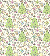 Image showing Funny seamless christmas color vector background