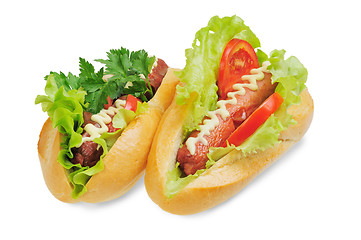 Image showing Two tasty and delicious hotdog
