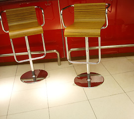 Image showing Chairs made of wood and steel