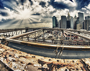 Image showing Winter Colors of Brooklyn Bridge - New York City