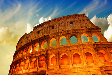 Image showing Beautiful dramatic sky over Colosseum in Rome