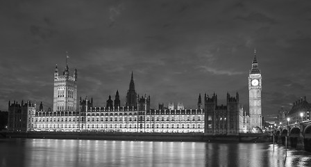 Image showing Sunset Colors over Big Ben and House of Parliament - London