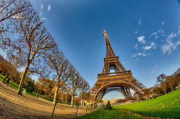 Image showing La Tour Eiffel - Beautiful winter day in Paris, Eiffel Tower fro