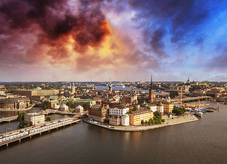 Image showing Stockholm, Sweden. Aerial view of the Old Town (Gamla Stan).