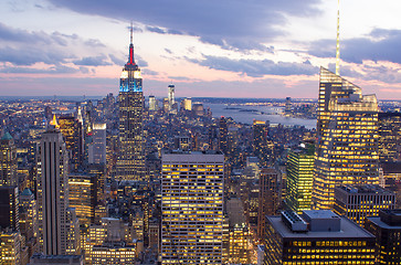 Image showing NEW YORK CITY - FEB 22: Empire State Building shines at winter s