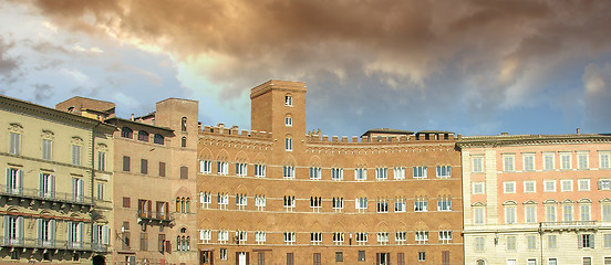 Image showing Old Buildings in Piazza del Campo - Siena