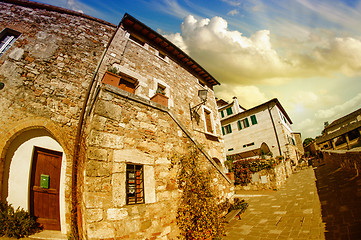 Image showing Typical Ancient Homes of a Medieval Town in Tuscany