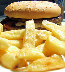 Image showing French fries and burger