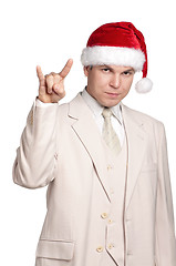 Image showing Portrait of man in santa hat