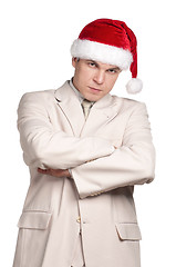 Image showing Portrait of man in santa hat