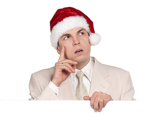 Image showing Portrait of man in santa hat