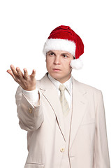 Image showing Portrait of man in santa hat