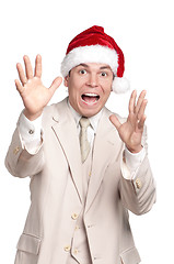 Image showing Portrait of man in santa hat