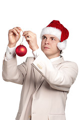 Image showing Portrait of man in santa hat