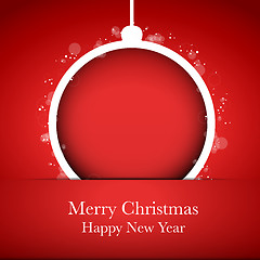 Image showing Merry Christmas Happy New Year Ball on Red Background