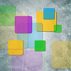 Image showing Colorful squares on grunge backdrop