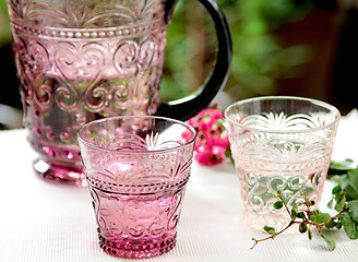 Image showing Jug and glasses of water