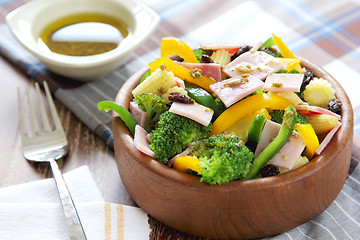 Image showing Broccoli and Ham salad