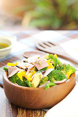 Image showing Broccoli and Ham salad