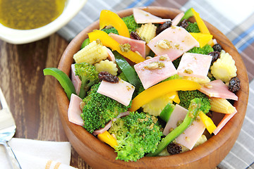 Image showing Broccoli and Ham salad