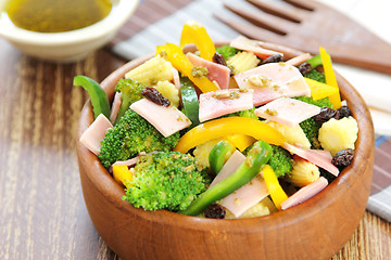 Image showing Broccoli and Ham salad