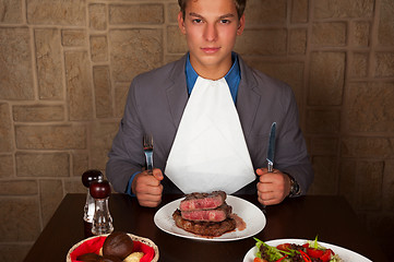 Image showing eat a beef steak