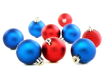 Image showing Red and blue Christmas balls.