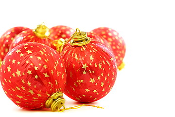 Image showing Set of red Christmas balls.