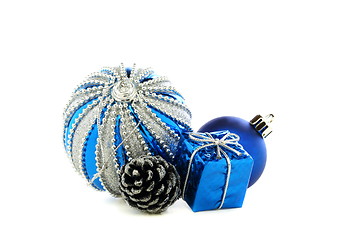 Image showing Blue Christmas toys.