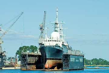 Image showing scientific ship in dry dock