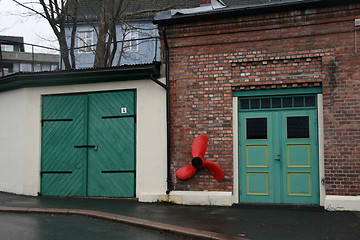 Image showing Green doors