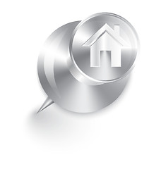 Image showing Home icon metal push pin 