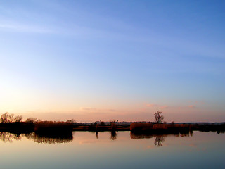 Image showing Sunset on lake