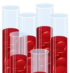 Image showing Blood cell many test tubes