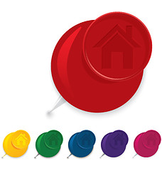 Image showing Home icon push pin 