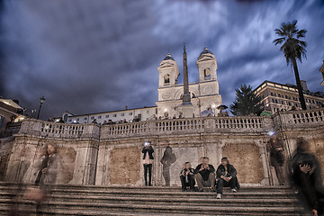 Image showing Famous spanish steps of Trinita dei Monti in Rome at Sunset