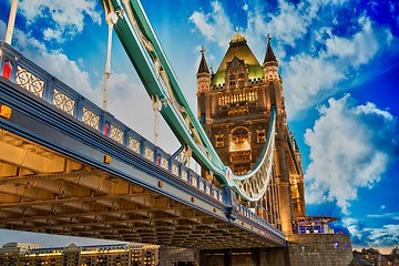 Image showing Beautiful lights of Tower Bridge in London
