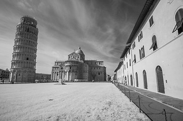 Image showing Beautiful infrared view of Leaning Tower in Pisa - Italy - Black