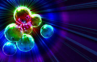 Image showing dark funky background with mirror disco balls