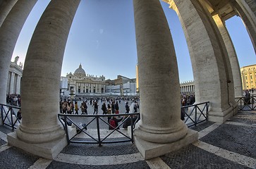 Image showing Giant Columns of Piazza San Pietro - St Peter Square in Rome