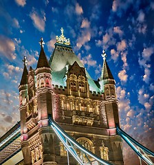 Image showing Beautiful lights of Tower Bridge in London