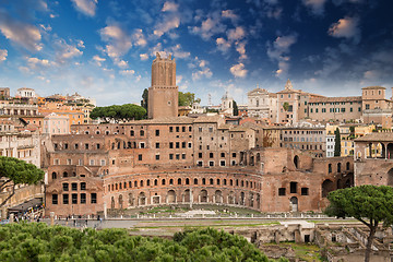 Image showing Ancient Ruins of Imperial Forum in Rome, via dei Fori Imperiali