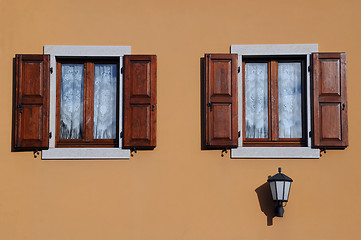 Image showing Two Windows and Street Lamp
